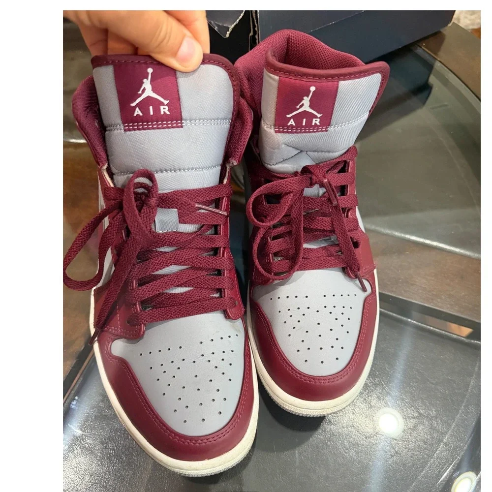Nike Air Jordan 1 Mid Cherrywood Red Cement Grey Mens sneakers Size 10.5